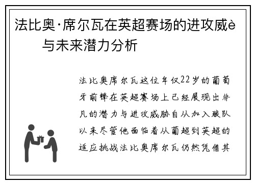 法比奥·席尔瓦在英超赛场的进攻威胁与未来潜力分析