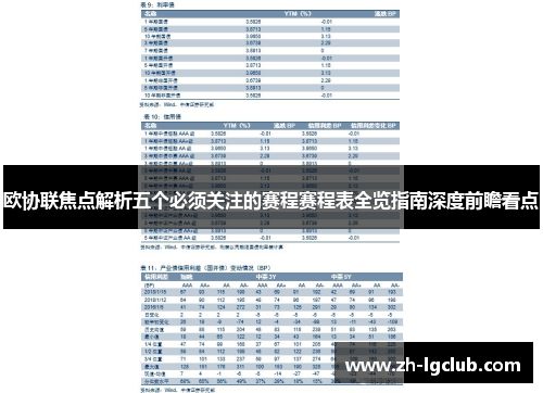 欧协联焦点解析五个必须关注的赛程赛程表全览指南深度前瞻看点 欧协联焦点解析五个必须关注的赛程赛程表全览指南深度前瞻看点